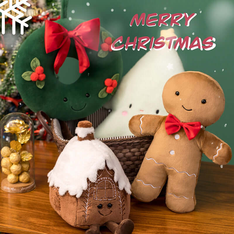 Christmas Gingerbread Man Igloo And Christmas Tree Plush Toy